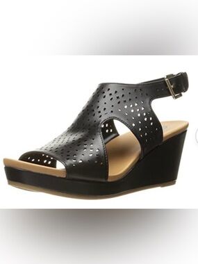 Dr. Scholl's Women's Barely Wedge Sandal, Black Chopout Size 8